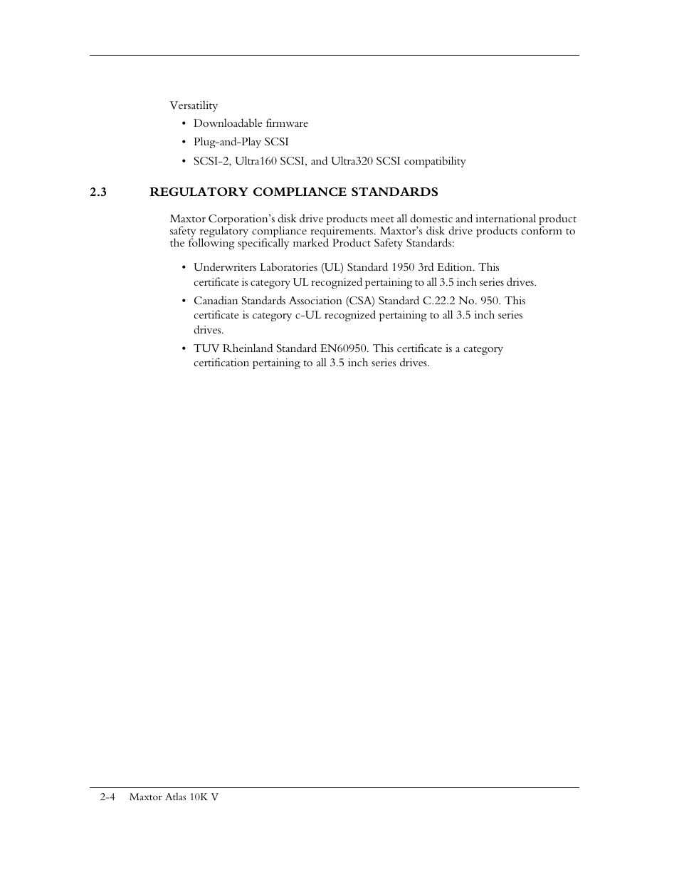 3 regulatory compliance standards | Maxtor 10K V User Manual | Page 23 / 253