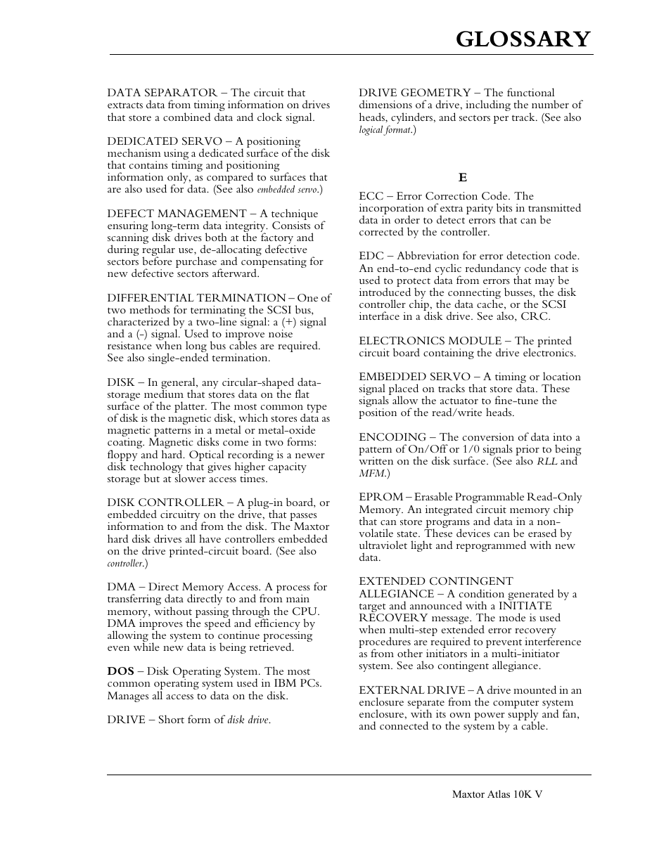 Glossary | Maxtor 10K V User Manual | Page 239 / 253