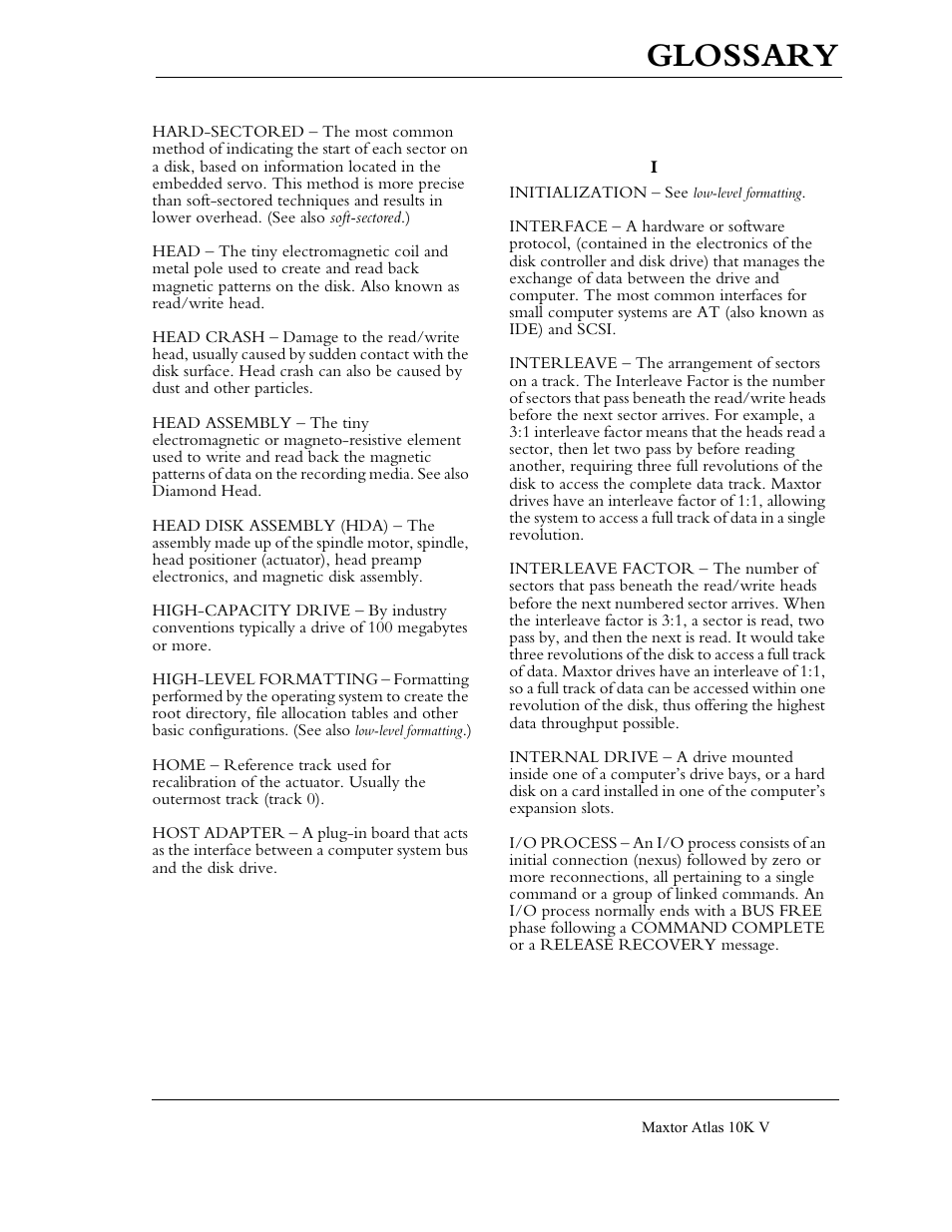 Glossary | Maxtor 10K V User Manual | Page 241 / 253