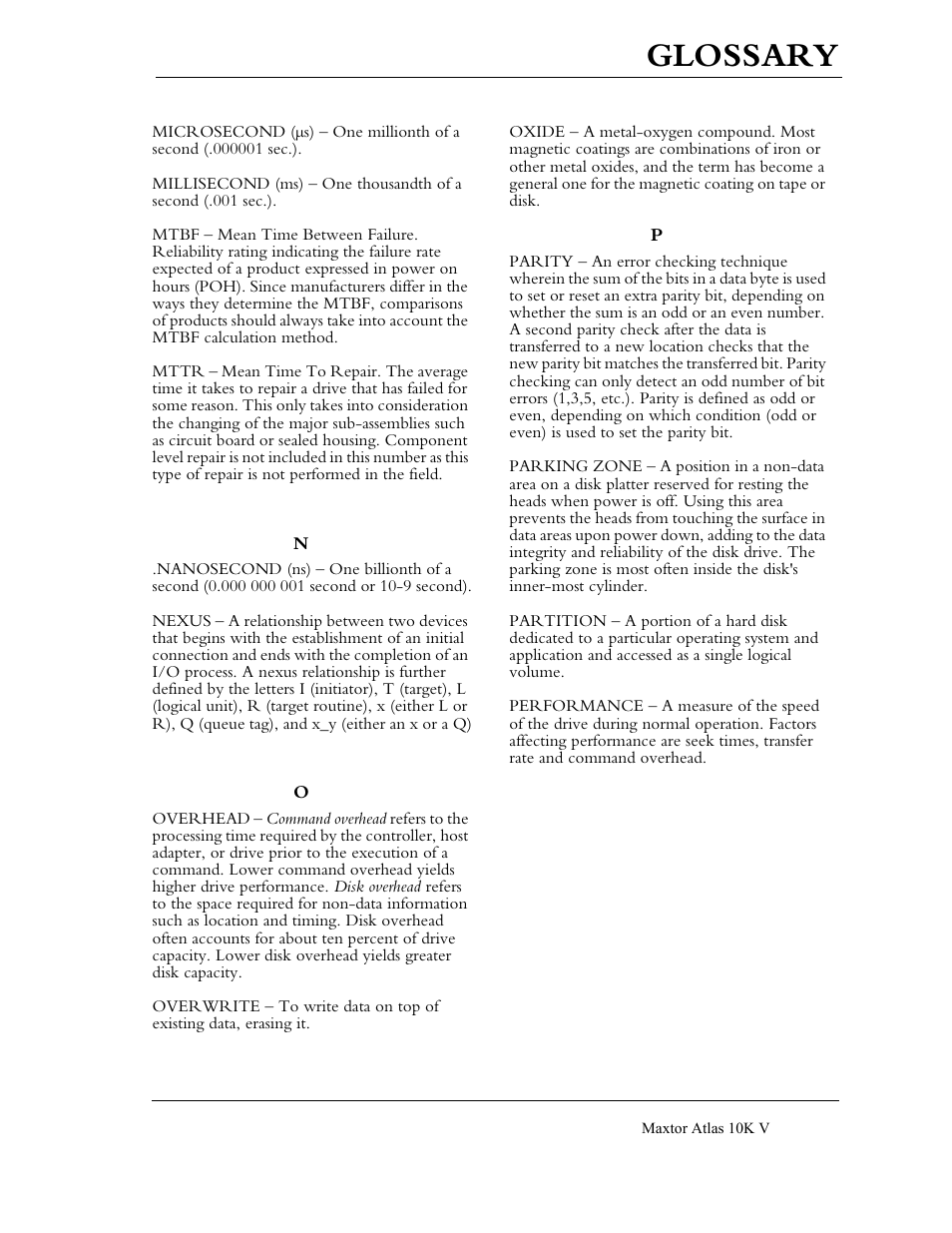 Glossary | Maxtor 10K V User Manual | Page 243 / 253