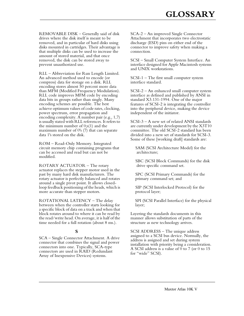 Glossary | Maxtor 10K V User Manual | Page 245 / 253