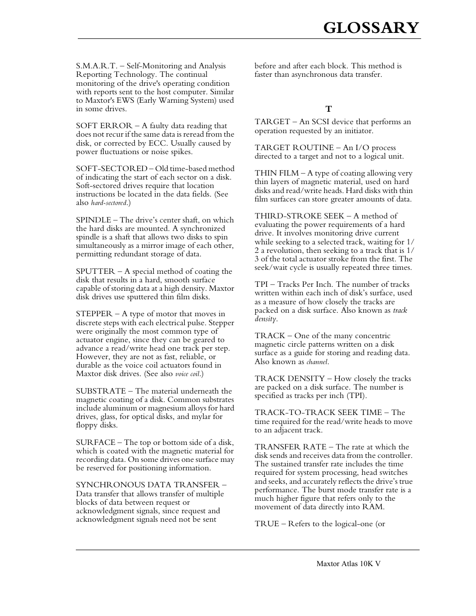 Glossary | Maxtor 10K V User Manual | Page 247 / 253