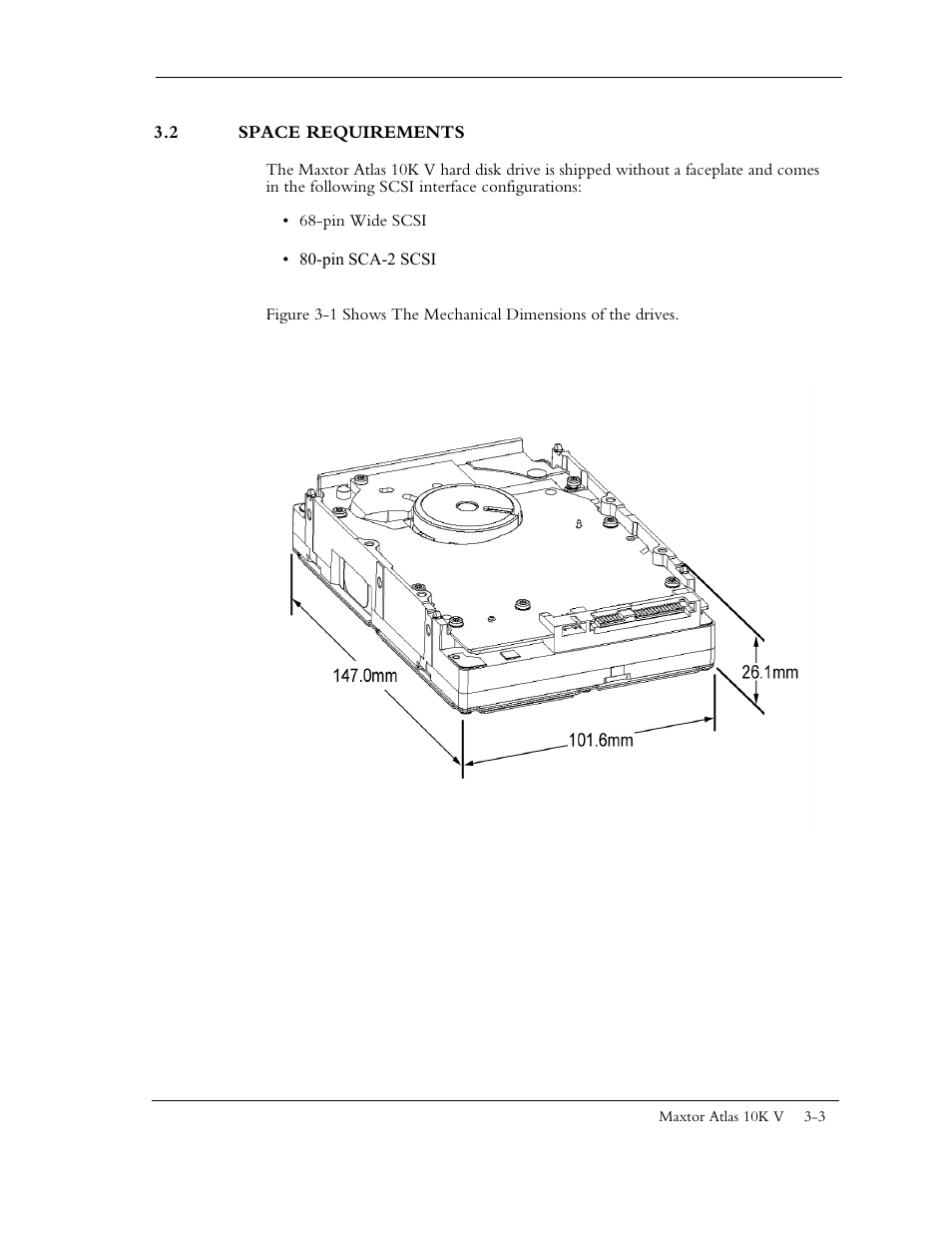 2 space requirements | Maxtor 10K V User Manual | Page 27 / 253