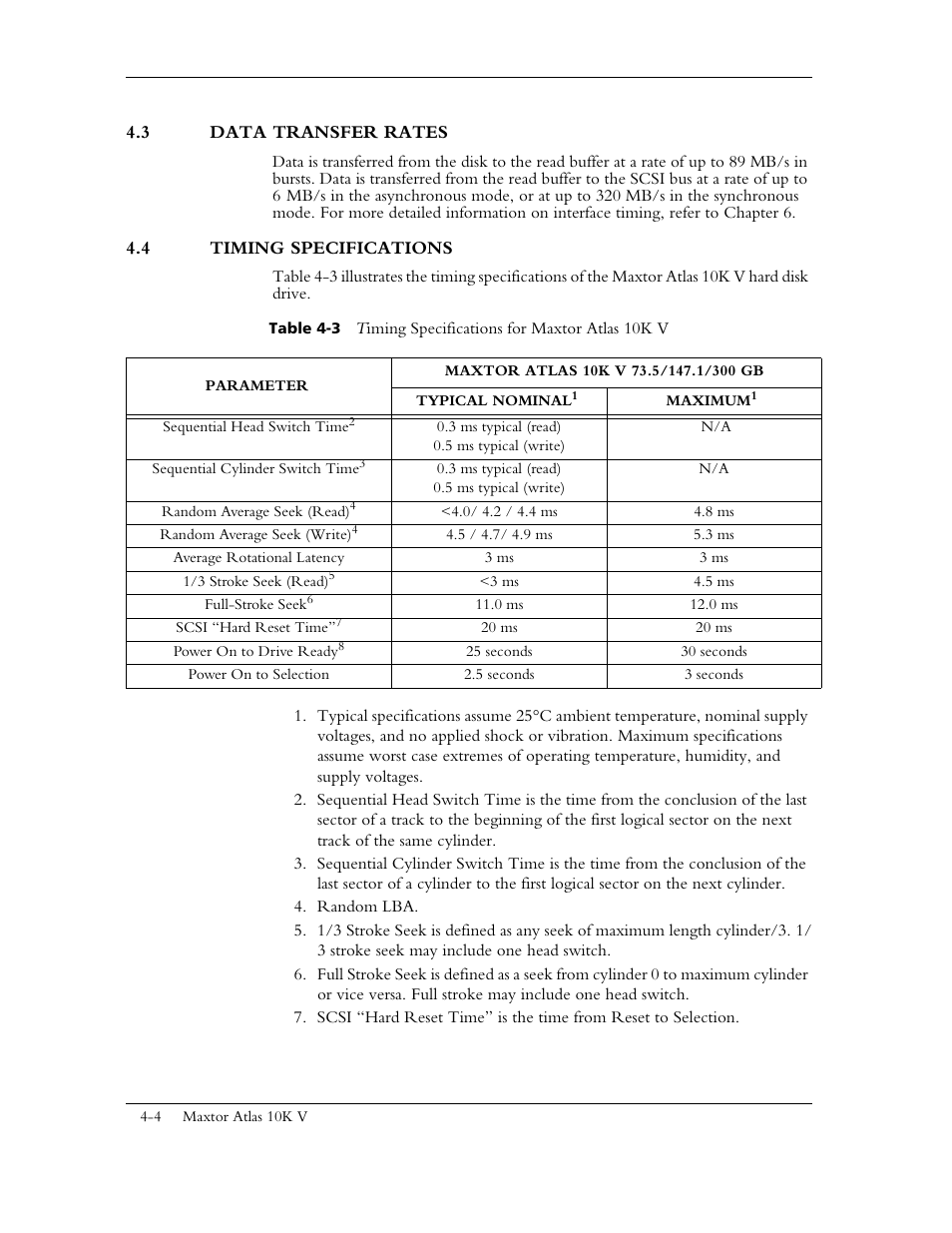 3 data transfer rates, 4 timing specifications | Maxtor 10K V User Manual | Page 52 / 253