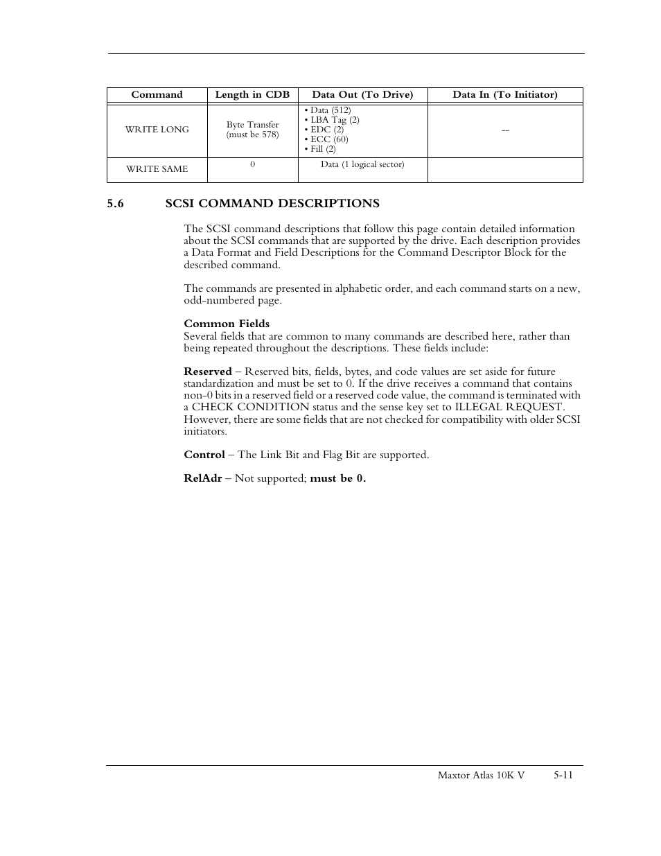 6 scsi command descriptions | Maxtor 10K V User Manual | Page 69 / 253