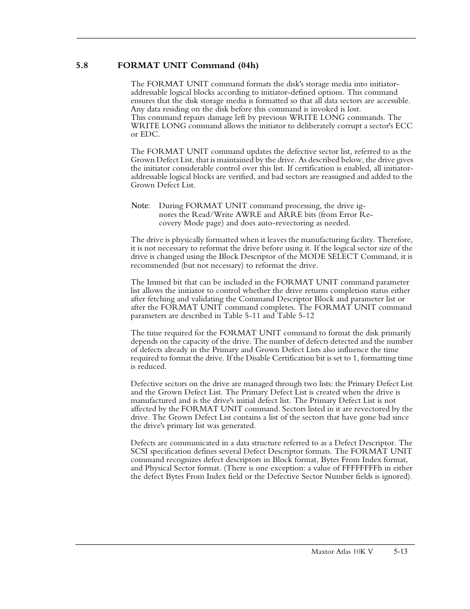 8 format unit command (04h) | Maxtor 10K V User Manual | Page 71 / 253