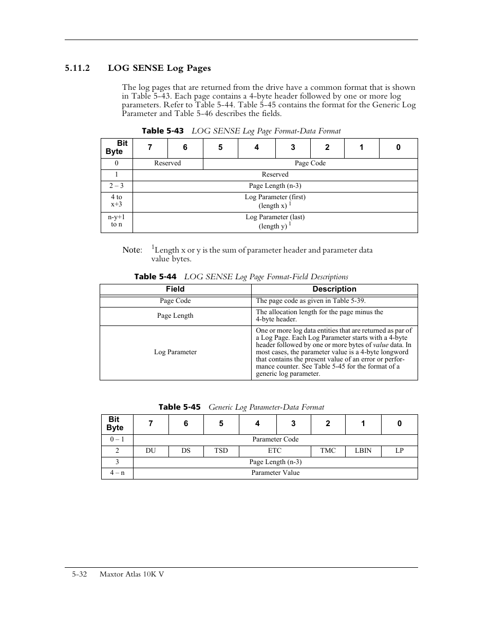 Table 5-45 generic log parameter-data format | Maxtor 10K V User Manual | Page 90 / 253