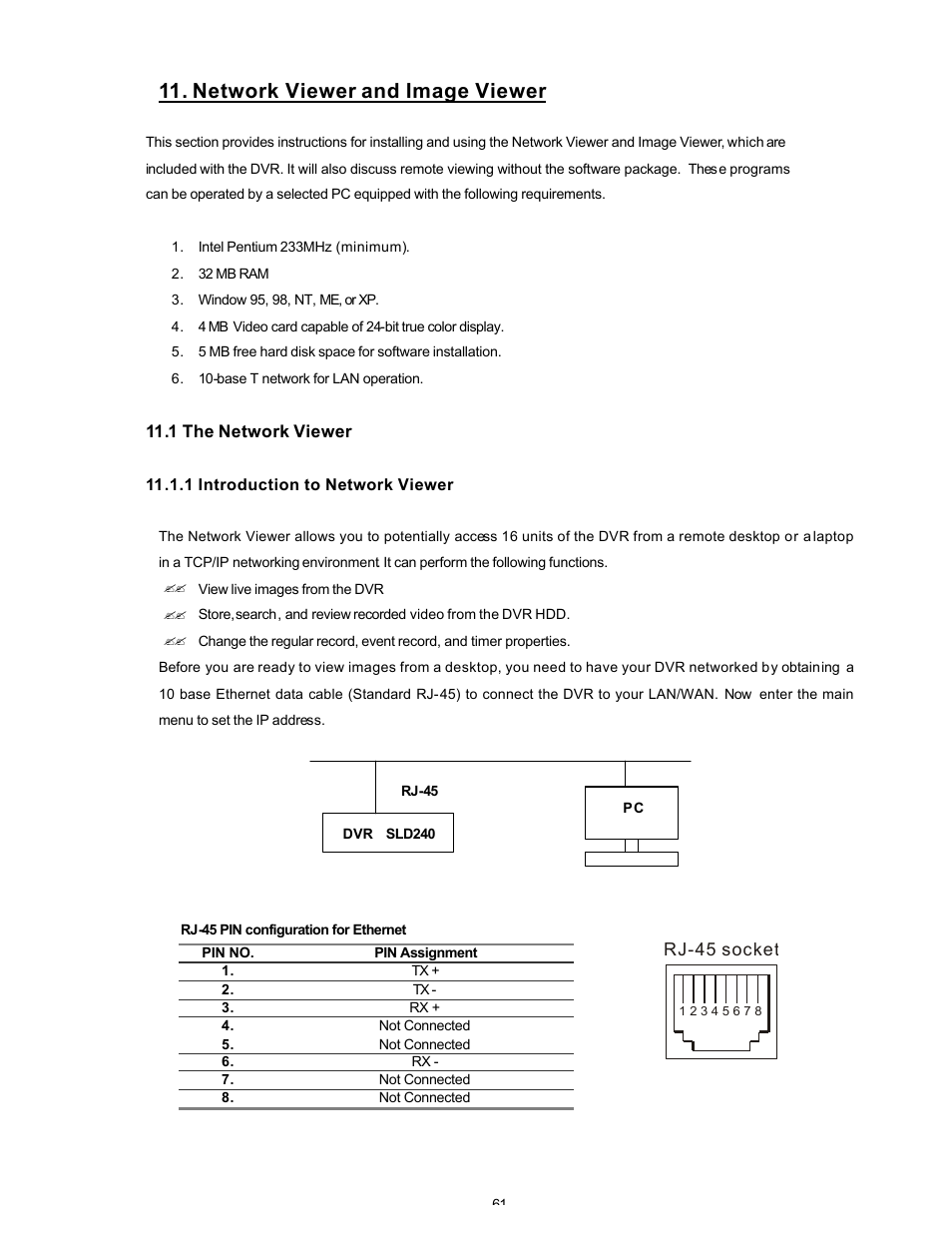Network viewer and image viewer, Rj-45 socket | Maxtor SLD240 User Manual | Page 62 / 77