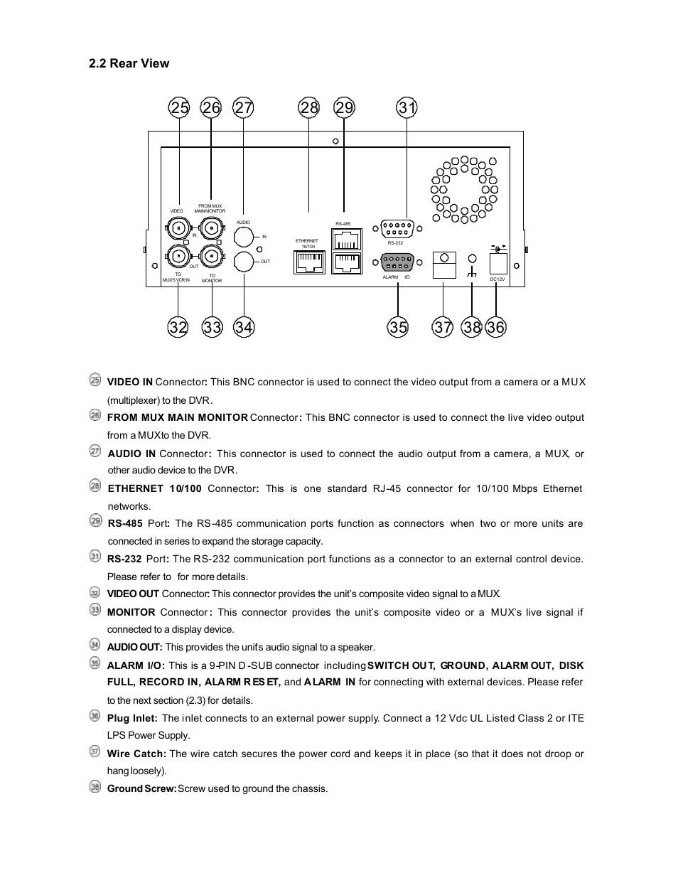 2 rear view | Maxtor SLD240 User Manual | Page 8 / 77