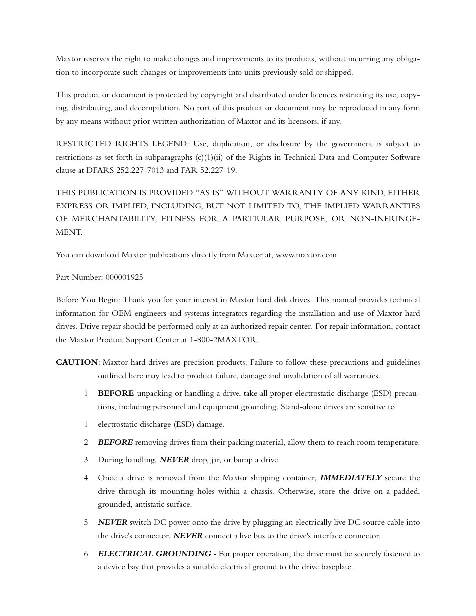 Maxtor 1925 User Manual | Page 3 / 69