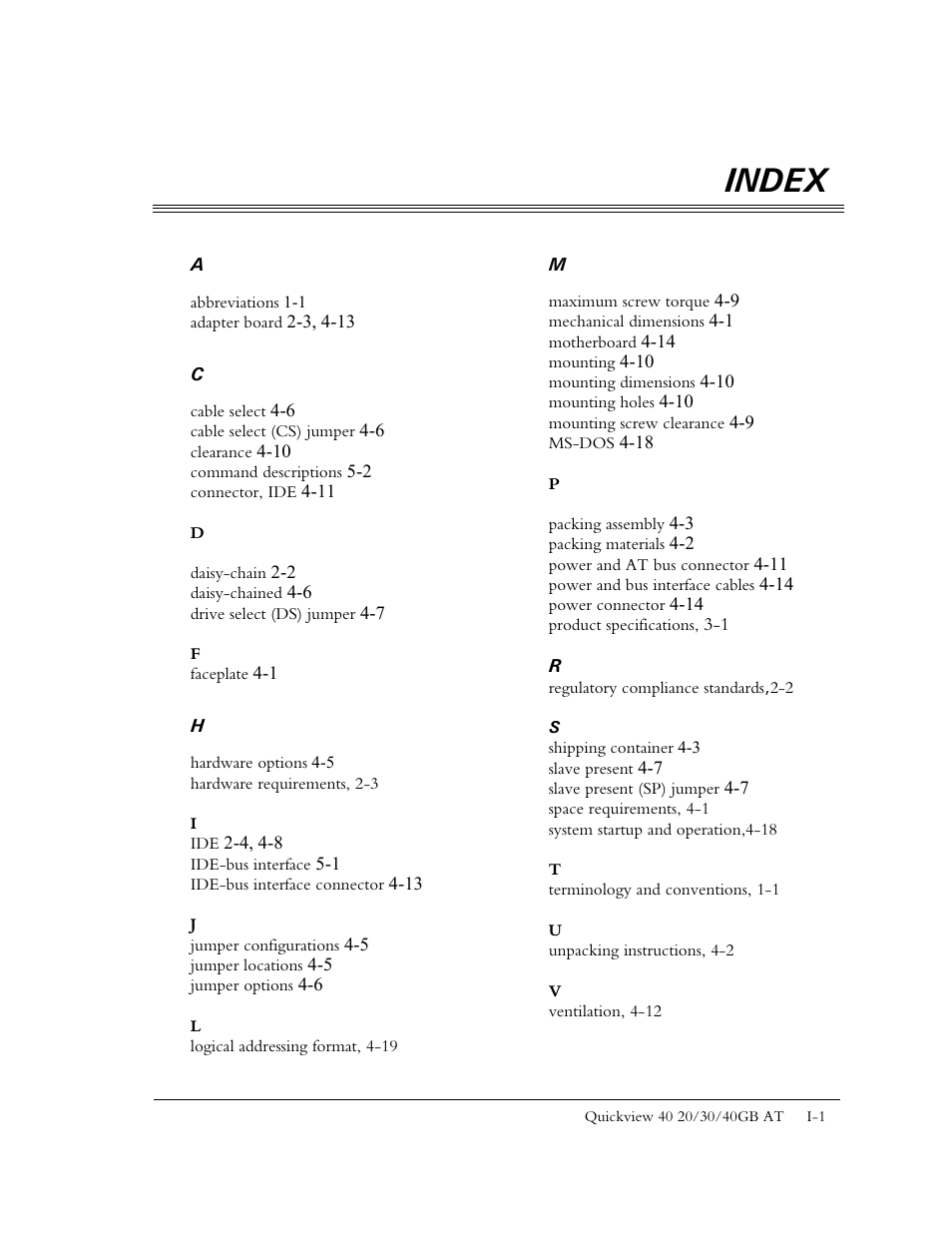 Index | Maxtor 1925 User Manual | Page 69 / 69