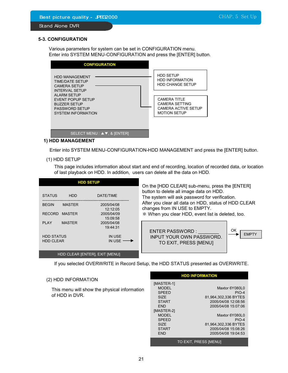 Maxtor 16Channel Stand Alone DVR User Manual | Page 22 / 59