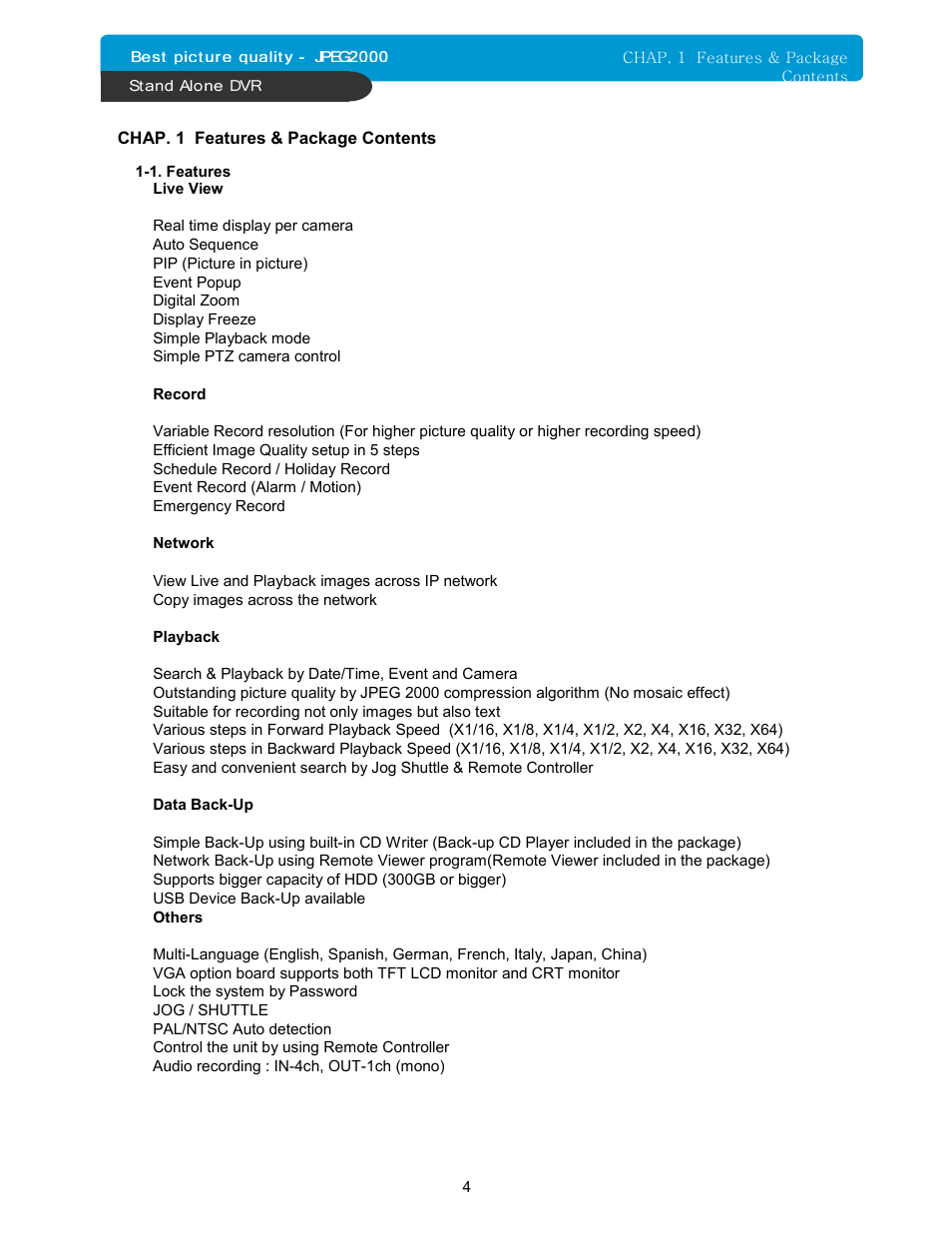 Maxtor 16Channel Stand Alone DVR User Manual | Page 5 / 59