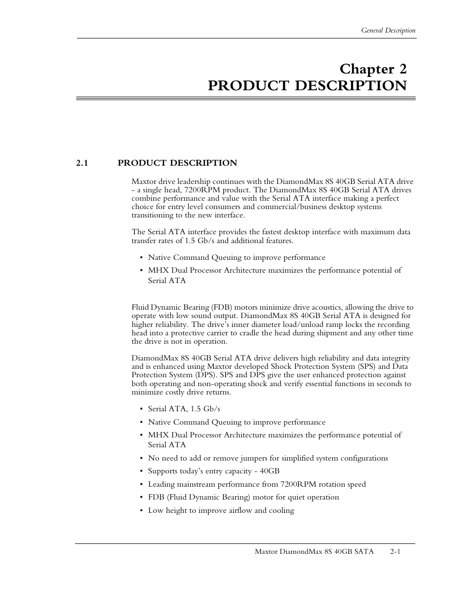 Chapter 2, Product description | Maxtor Computer Drive User Manual | Page 13 / 67