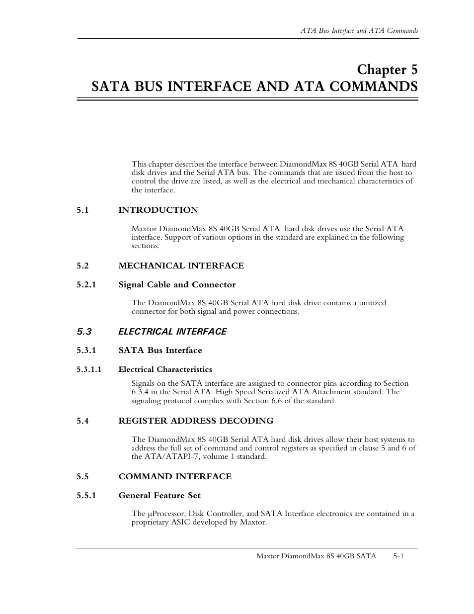 Chapter 5 sata bus interface and ata commands | Maxtor Computer Drive User Manual | Page 37 / 67