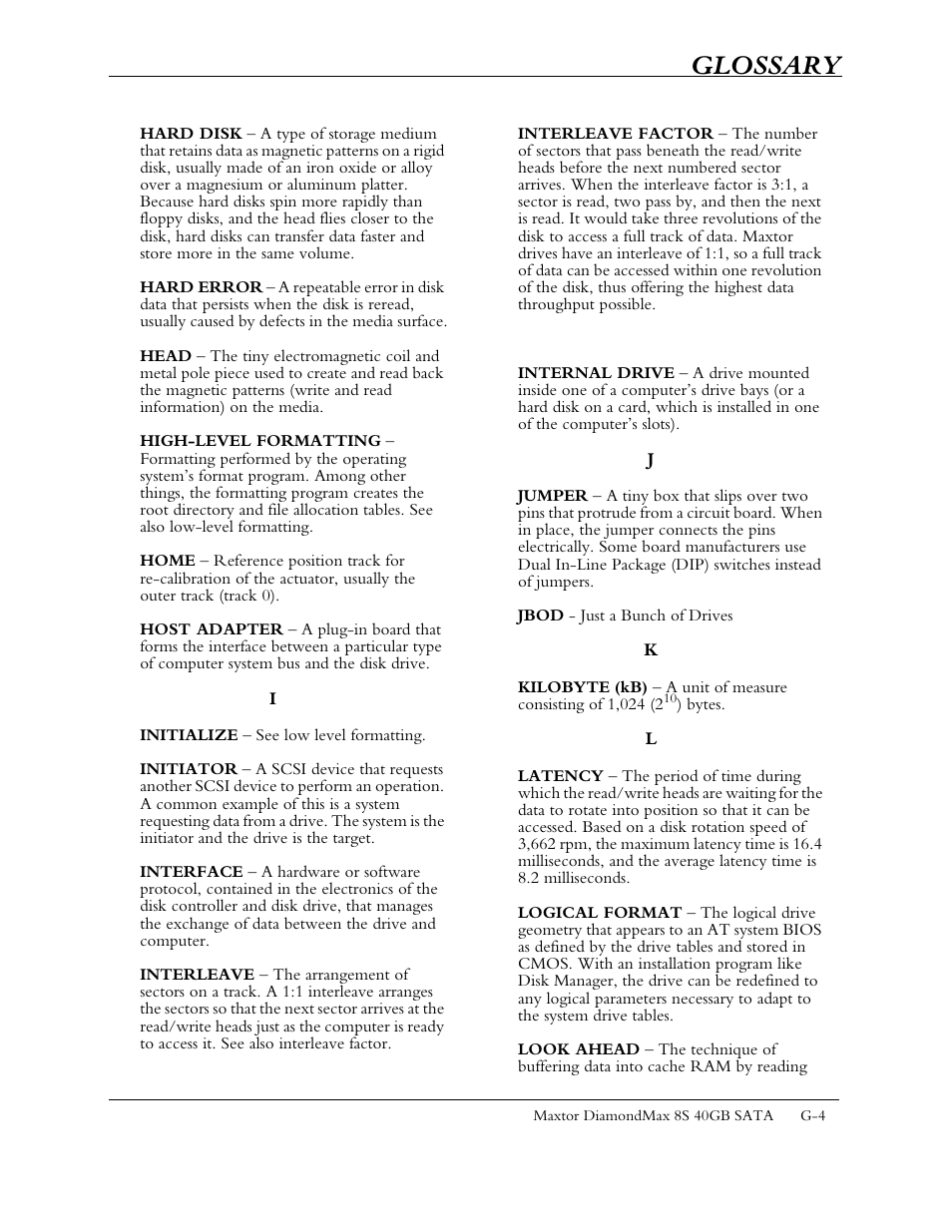 Glossary | Maxtor Computer Drive User Manual | Page 62 / 67