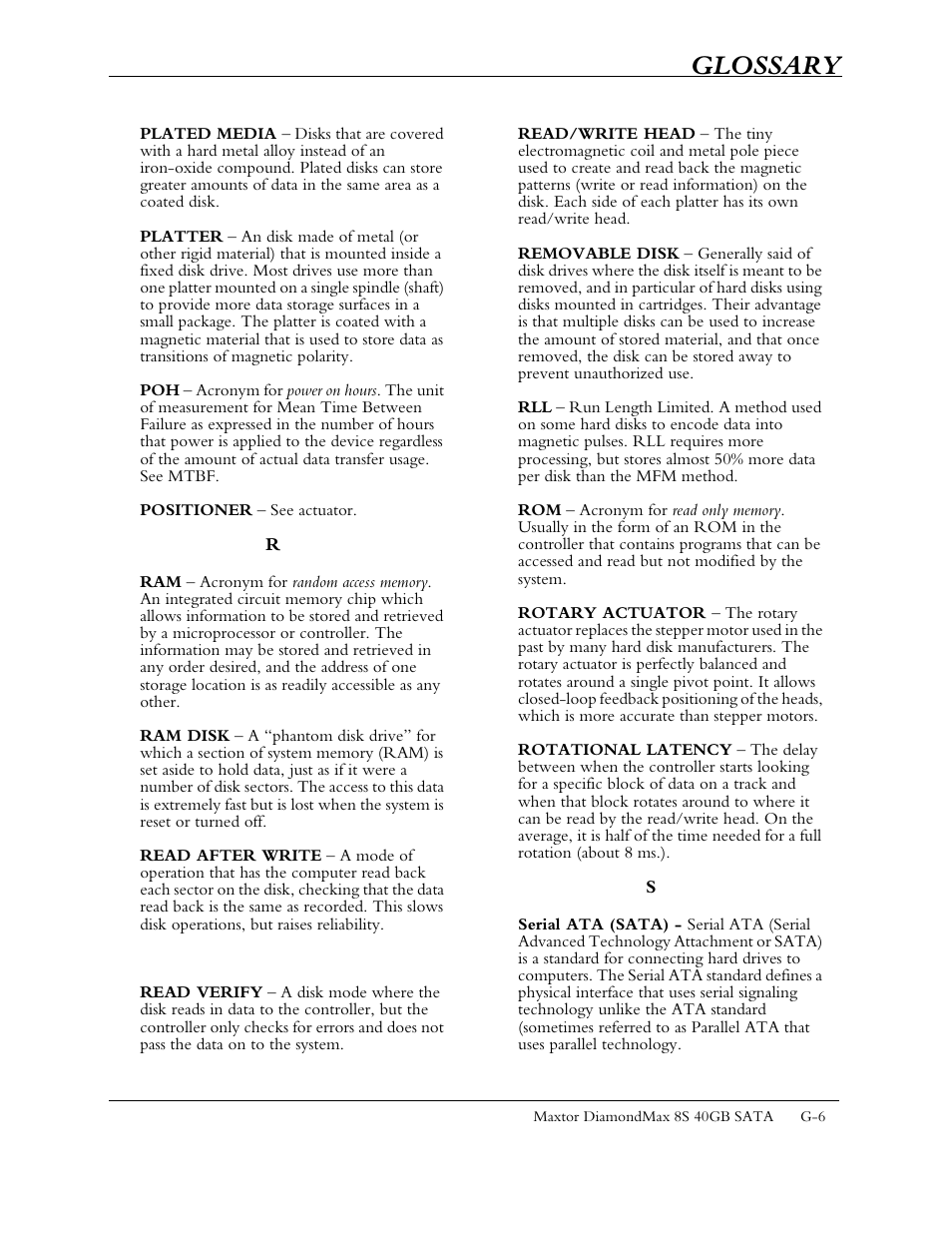 Glossary | Maxtor Computer Drive User Manual | Page 64 / 67