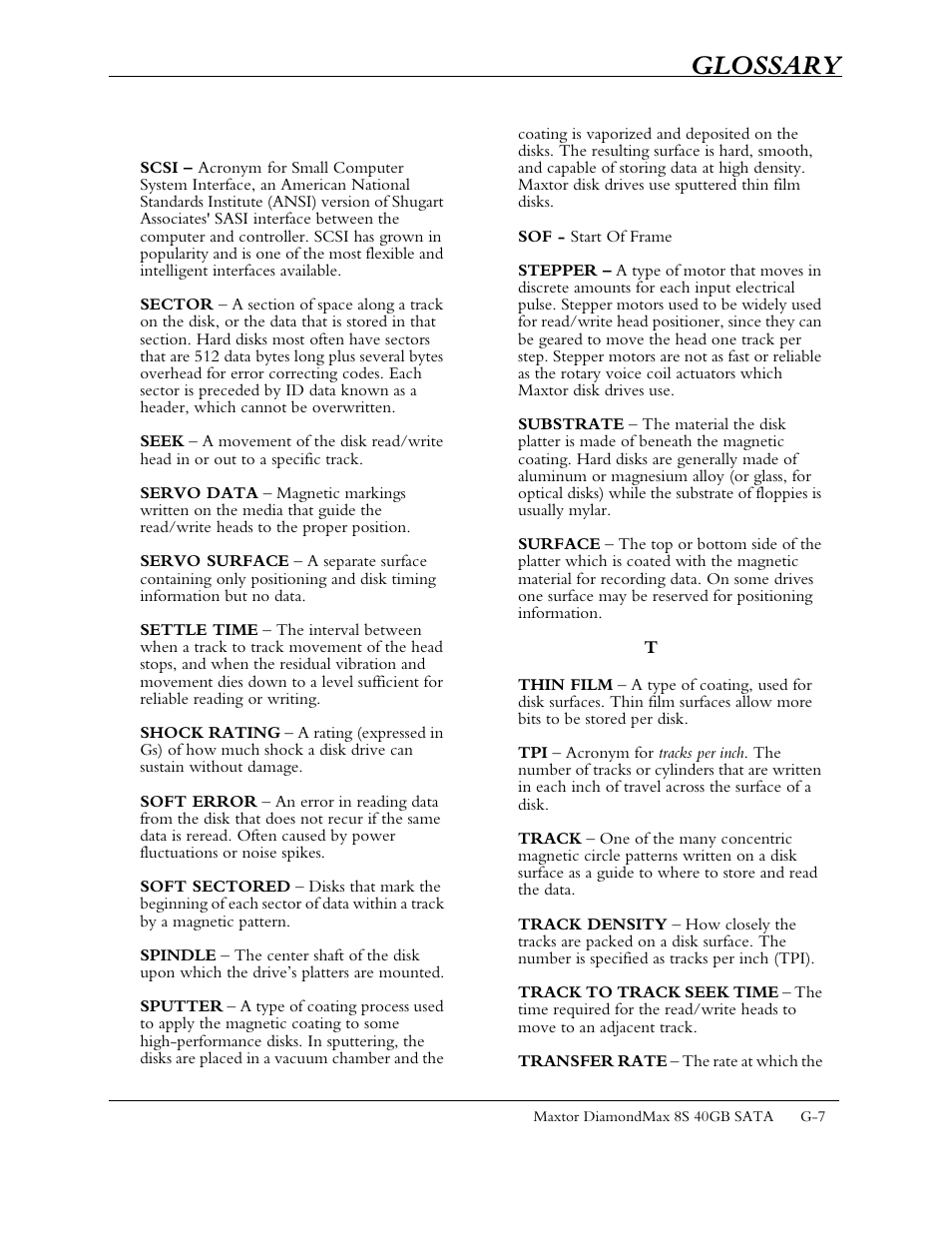 Glossary | Maxtor Computer Drive User Manual | Page 65 / 67