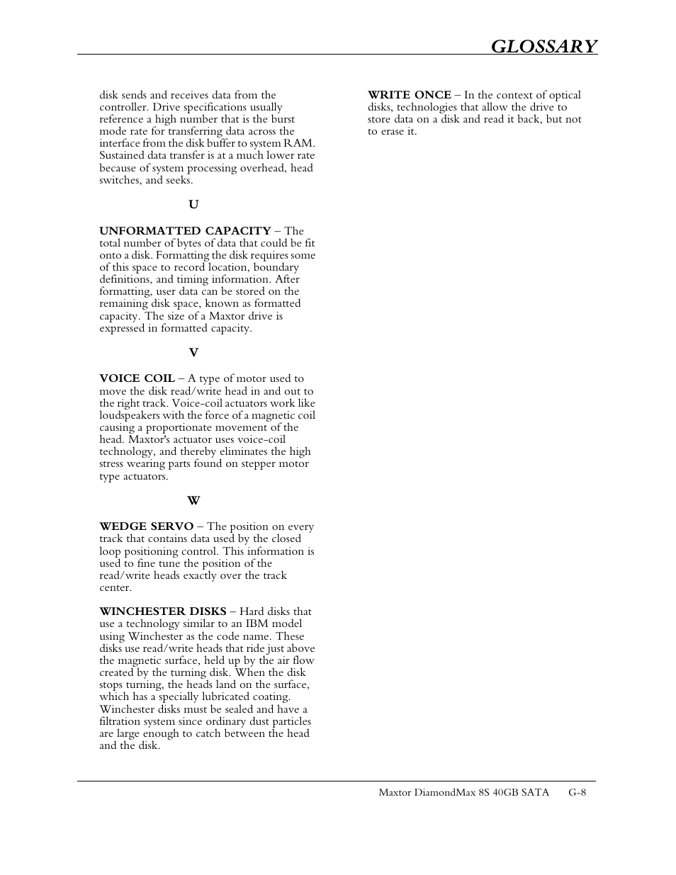 Glossary | Maxtor Computer Drive User Manual | Page 66 / 67