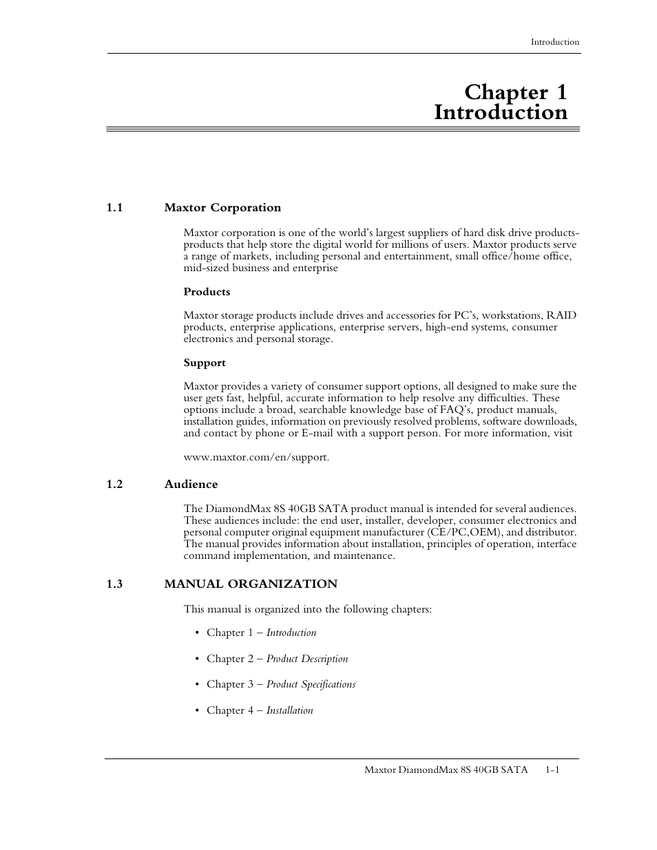 Chapter 1, Introduction | Maxtor Computer Drive User Manual | Page 9 / 67