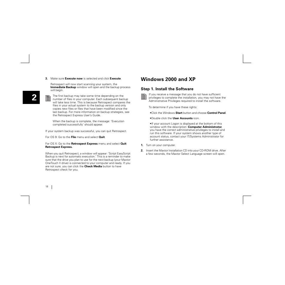 Windows 2000 and xp | Maxtor FireWire 800 User Manual | Page 20 / 57