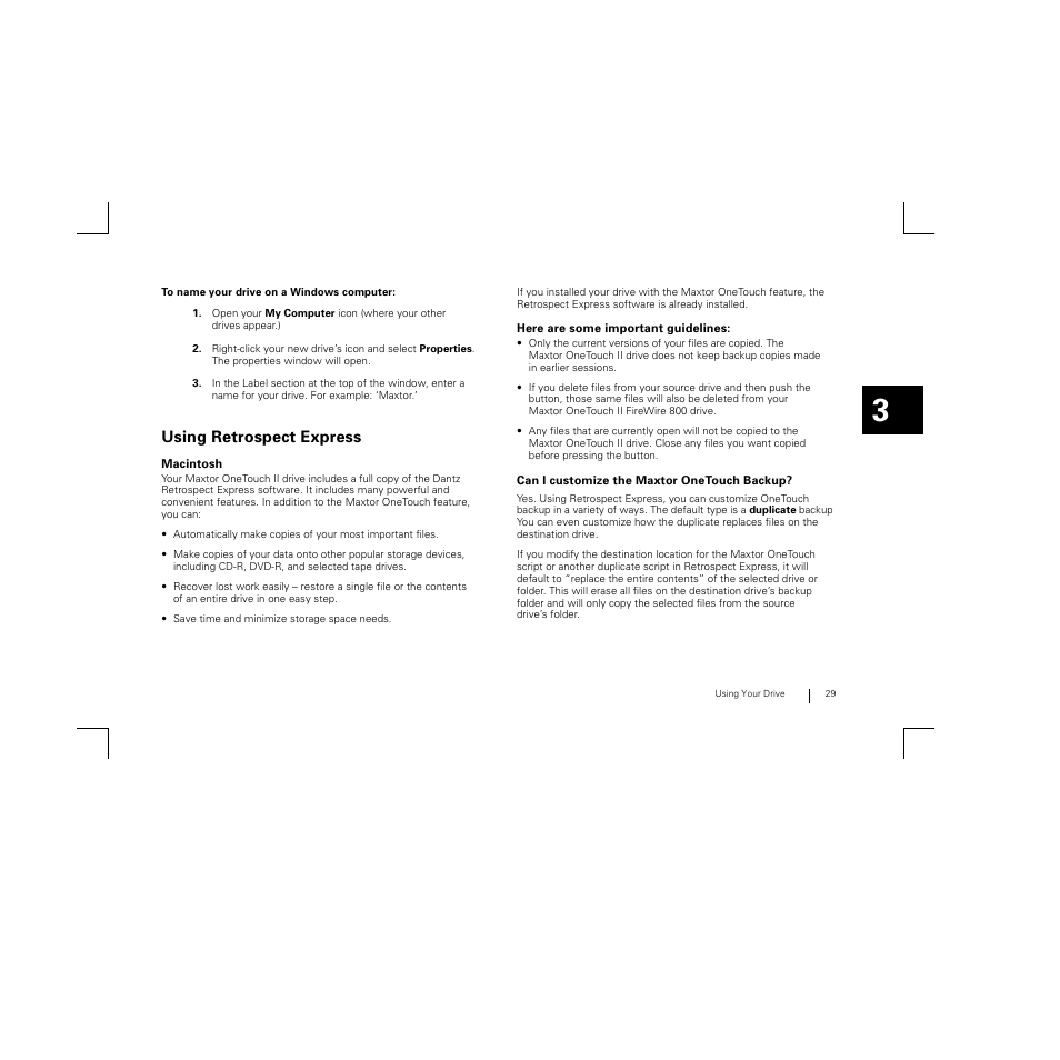Using retrospect express | Maxtor FireWire 800 User Manual | Page 31 / 57