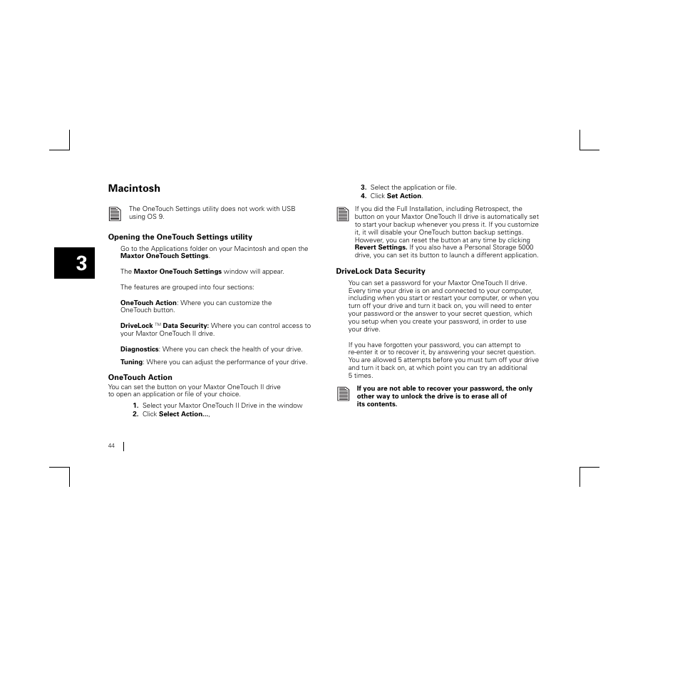 Macintosh | Maxtor FireWire 800 User Manual | Page 46 / 57