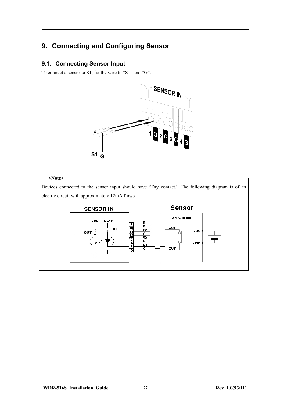 Connecting and configuring sensor | Maxtor WDR-516S User Manual | Page 27 / 56