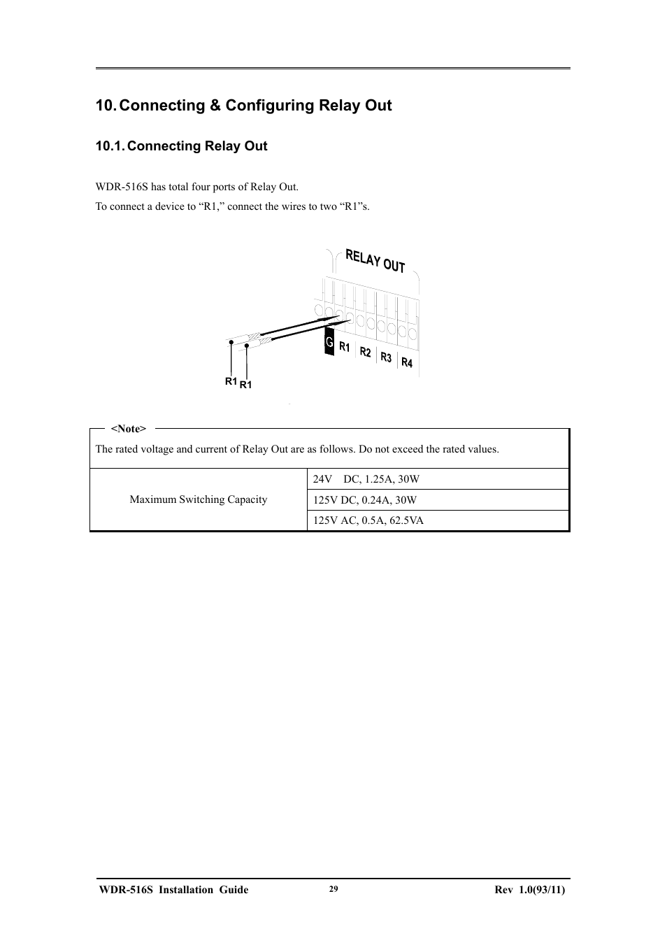 Connecting & configuring relay out | Maxtor WDR-516S User Manual | Page 29 / 56