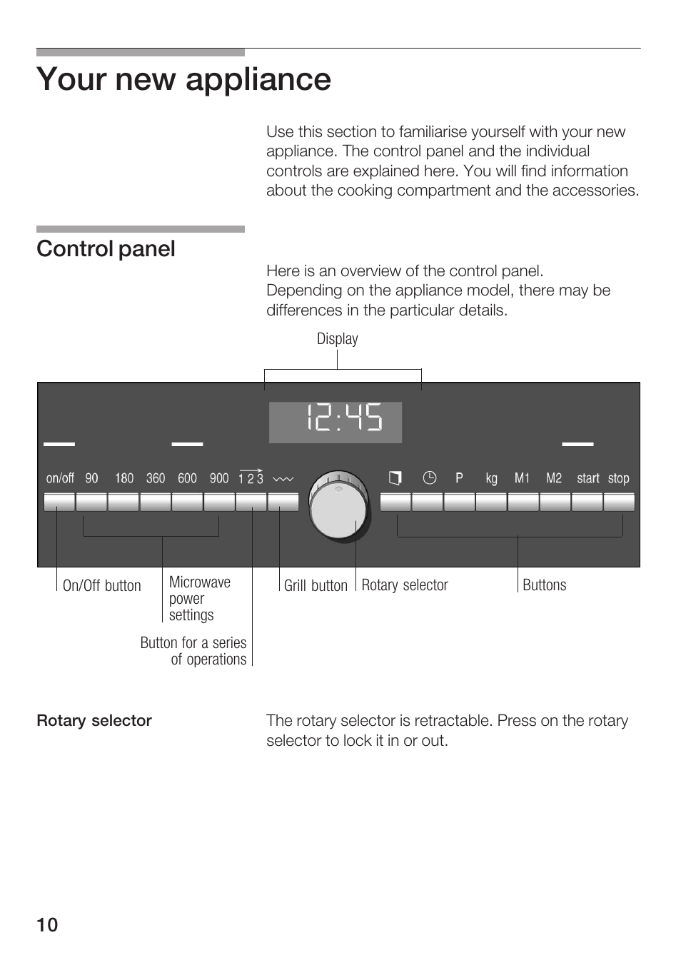 Your new appliance, Control panel | Siemens HF25G5L2 User Manual | Page 10 / 204