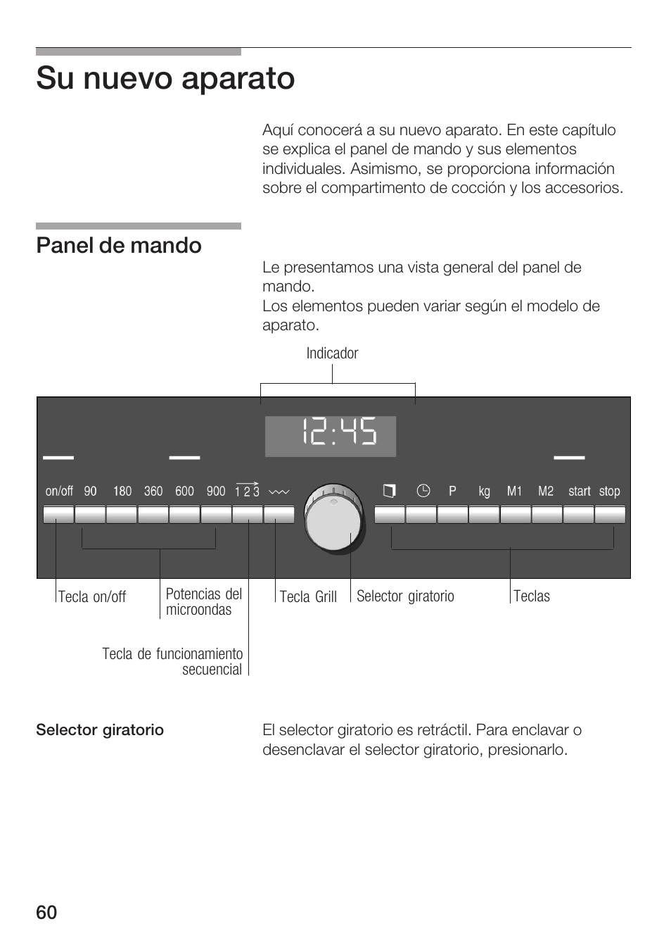 Su nuevo aparato, Panel de mando | Siemens HF25G5L2 User Manual | Page 60 / 204