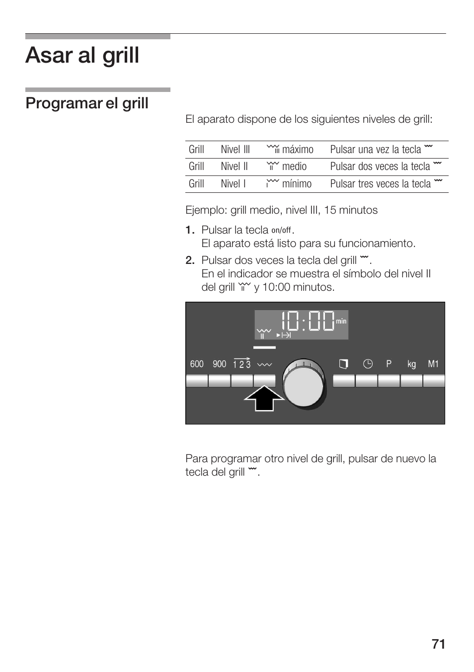 Asar al grill, Programar el grill | Siemens HF25G5L2 User Manual | Page 71 / 204