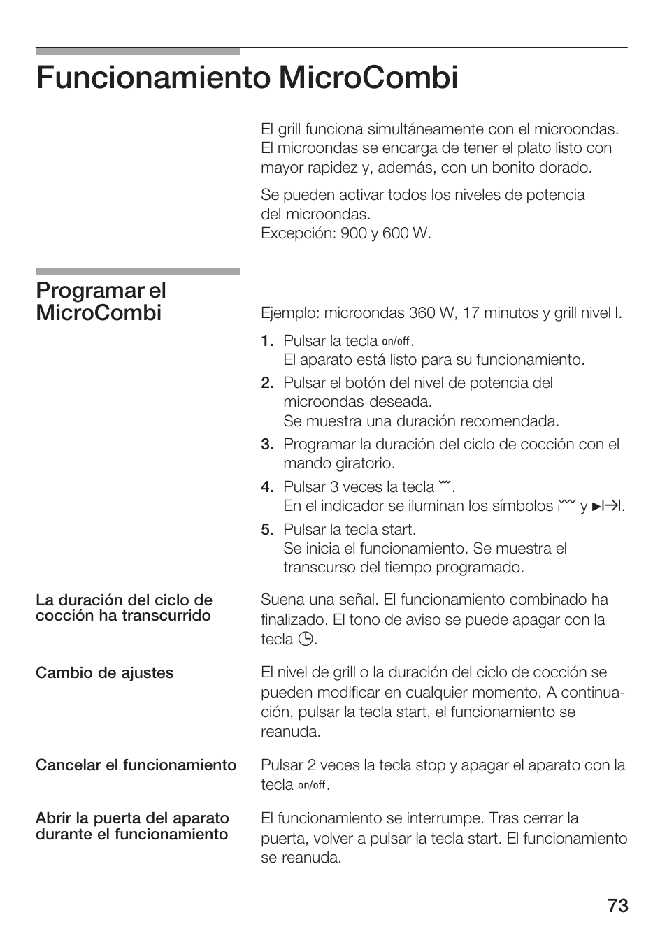 Funcionamiento microcombi, Programar el microcombi | Siemens HF25G5L2 User Manual | Page 73 / 204