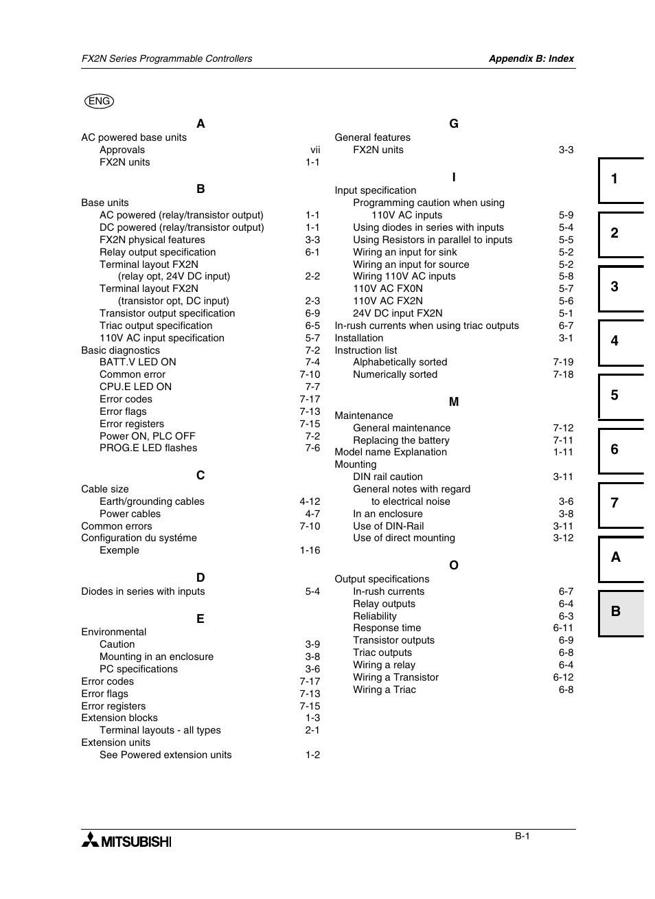 Appendix b: index | Mitsumi electronic FX2N User Manual | Page 117 / 130