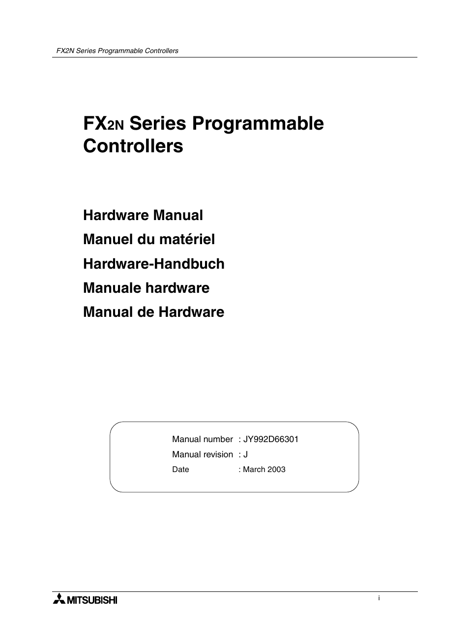 Fx2n hardware manual, Fx2n manuel du matériel, Fx2n hardware-handbuch | Fx2n manuale hardware, Fx2n manual de hardware, Series programmable controllers | Mitsumi electronic FX2N User Manual | Page 3 / 130