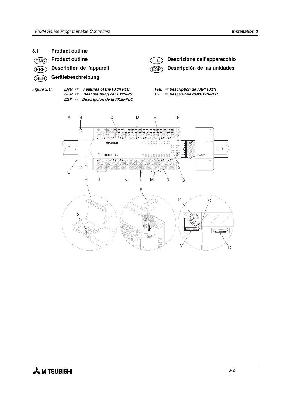 1 product outline, 1 description de l’appareil, 1 gerätebeschreibung | 1 descrizione dell’apparecchio, 1 descripción de las unidades, Product outline -2, Description de l’appareil -2, Gerätebeschreibung -2, Descrizione dell’apparecchio -2, Descripción de las unidades -2 | Mitsumi electronic FX2N User Manual | Page 40 / 130