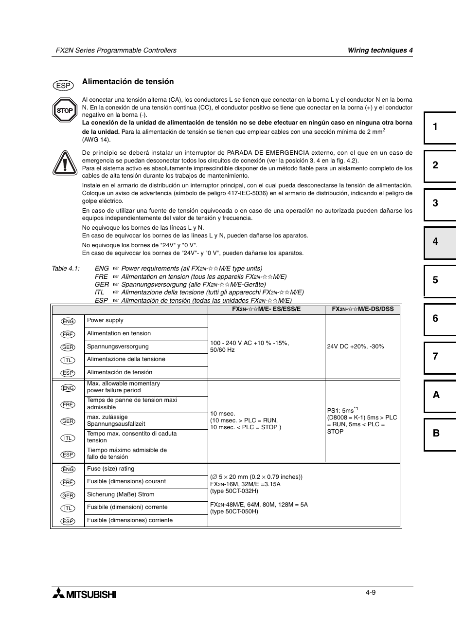 3 alimentación de tensión, Alimentación de tensión -9, Alimentación de tensión 4.3 | Mitsumi electronic FX2N User Manual | Page 63 / 130