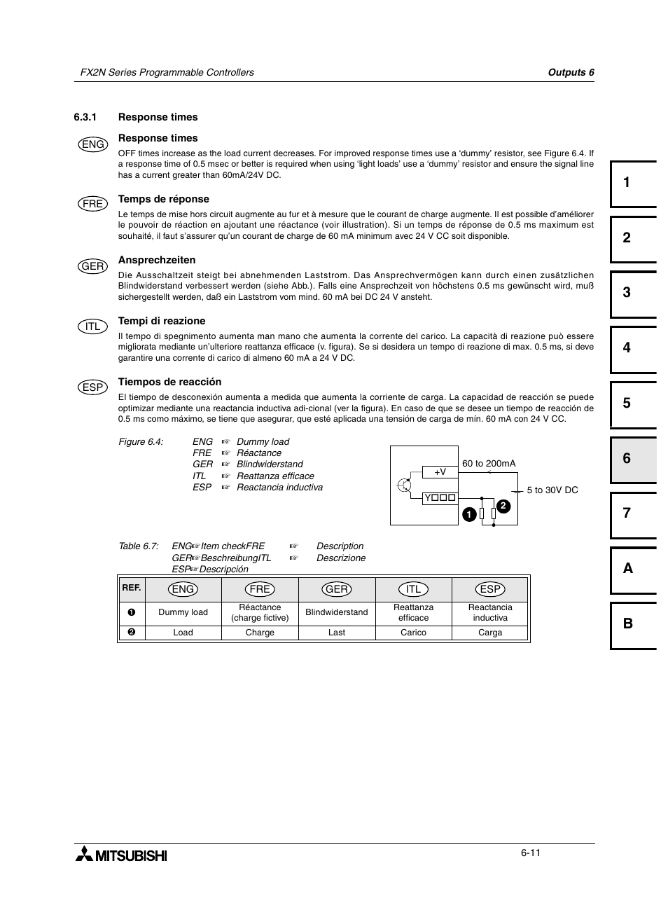 1 response times, 1 temps de réponse, 1 ansprechzeiten | 1 tempi di reazione, 1 tiempos de reacción, Response times -11, Temps de réponse -11, Ansprechzeiten -11, Tempi di reazione -11, Tiempos de reacción -11 | Mitsumi electronic FX2N User Manual | Page 89 / 130