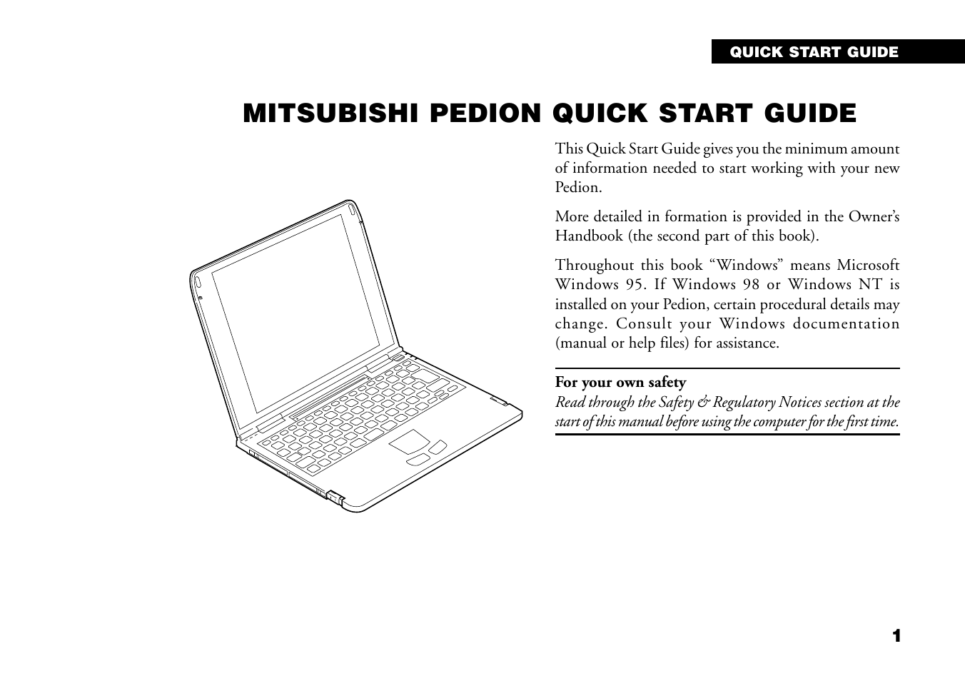 Mitsubishi pedion quick start guide | Mitsumi electronic Pedion Laptop User Manual | Page 2 / 85