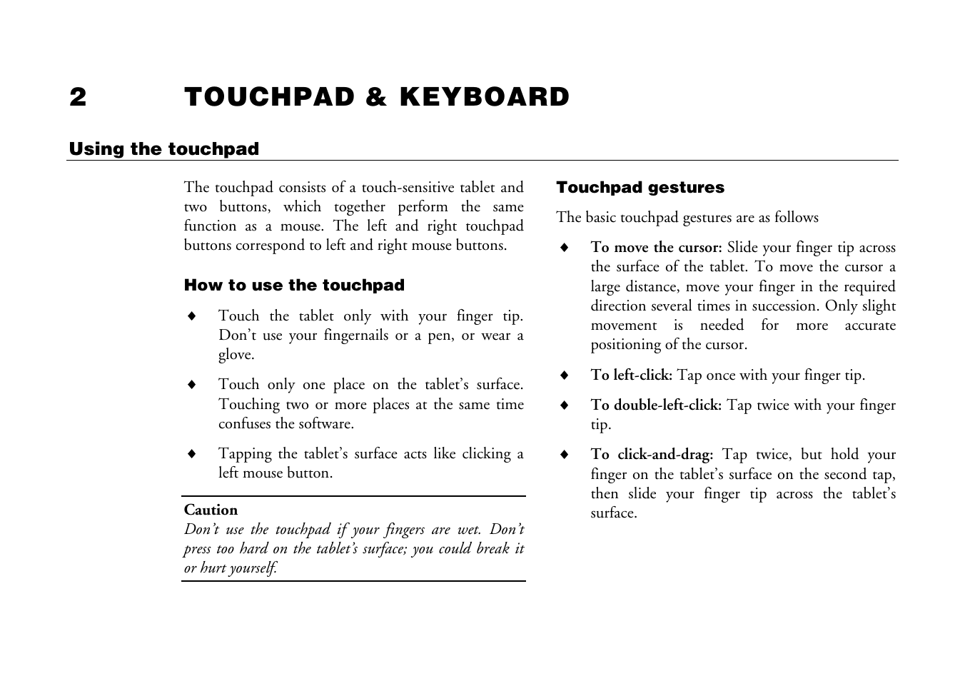 2touchpad & keyboard | Mitsumi electronic Pedion Laptop User Manual | Page 32 / 85