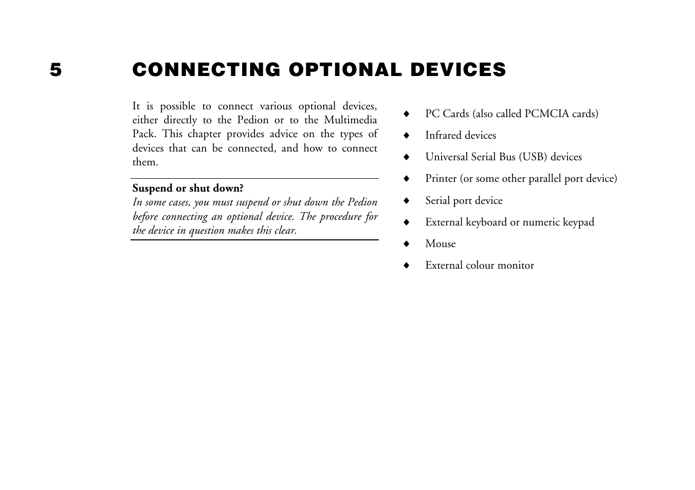 5connecting optional devices | Mitsumi electronic Pedion Laptop User Manual | Page 52 / 85