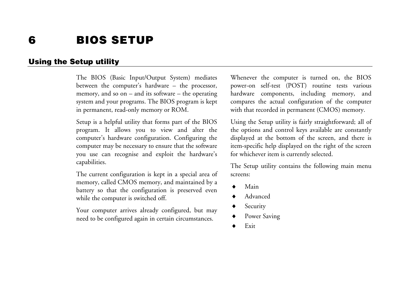 6bios setup | Mitsumi electronic Pedion Laptop User Manual | Page 66 / 85