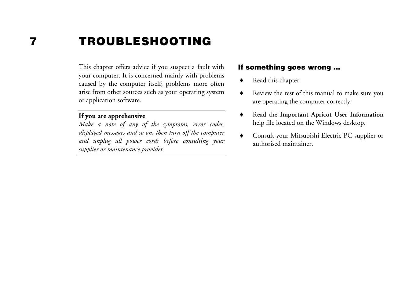 7troubleshooting | Mitsumi electronic Pedion Laptop User Manual | Page 72 / 85