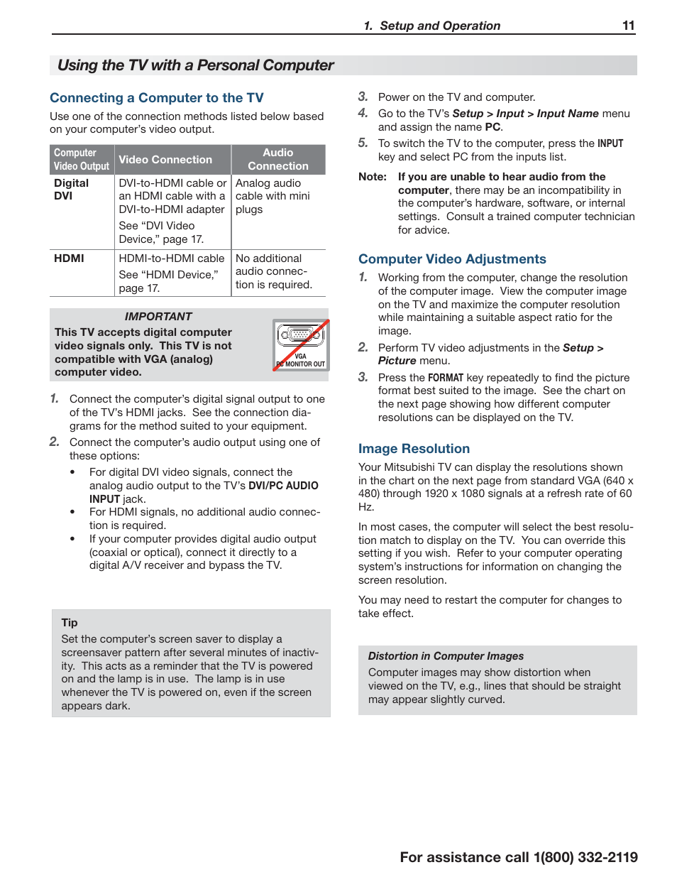 Using the tv with a pe rsonal computer | Mitsumi electronic C10 SERIES User Manual | Page 11 / 40