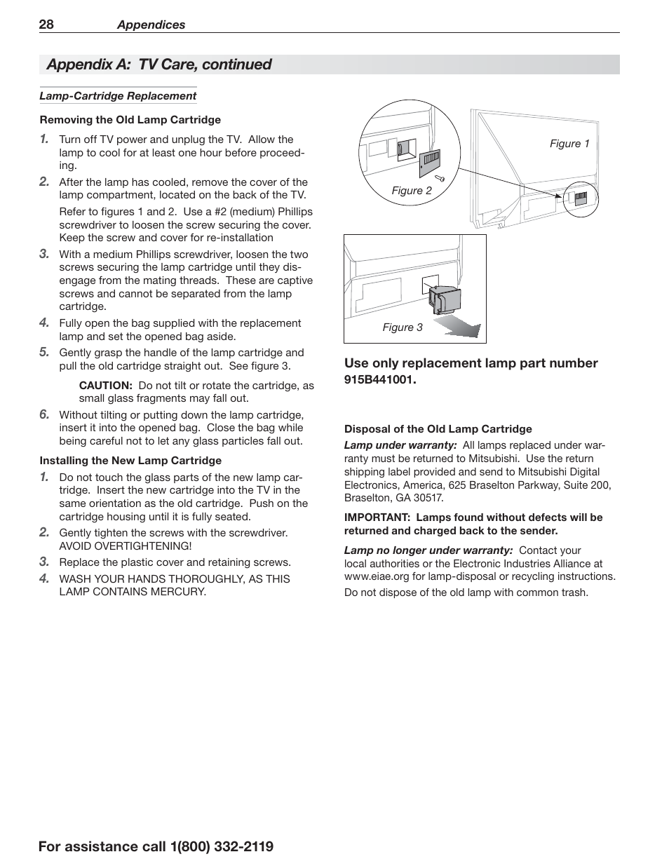Appendix a: tv care, continued | Mitsumi electronic C10 SERIES User Manual | Page 28 / 40