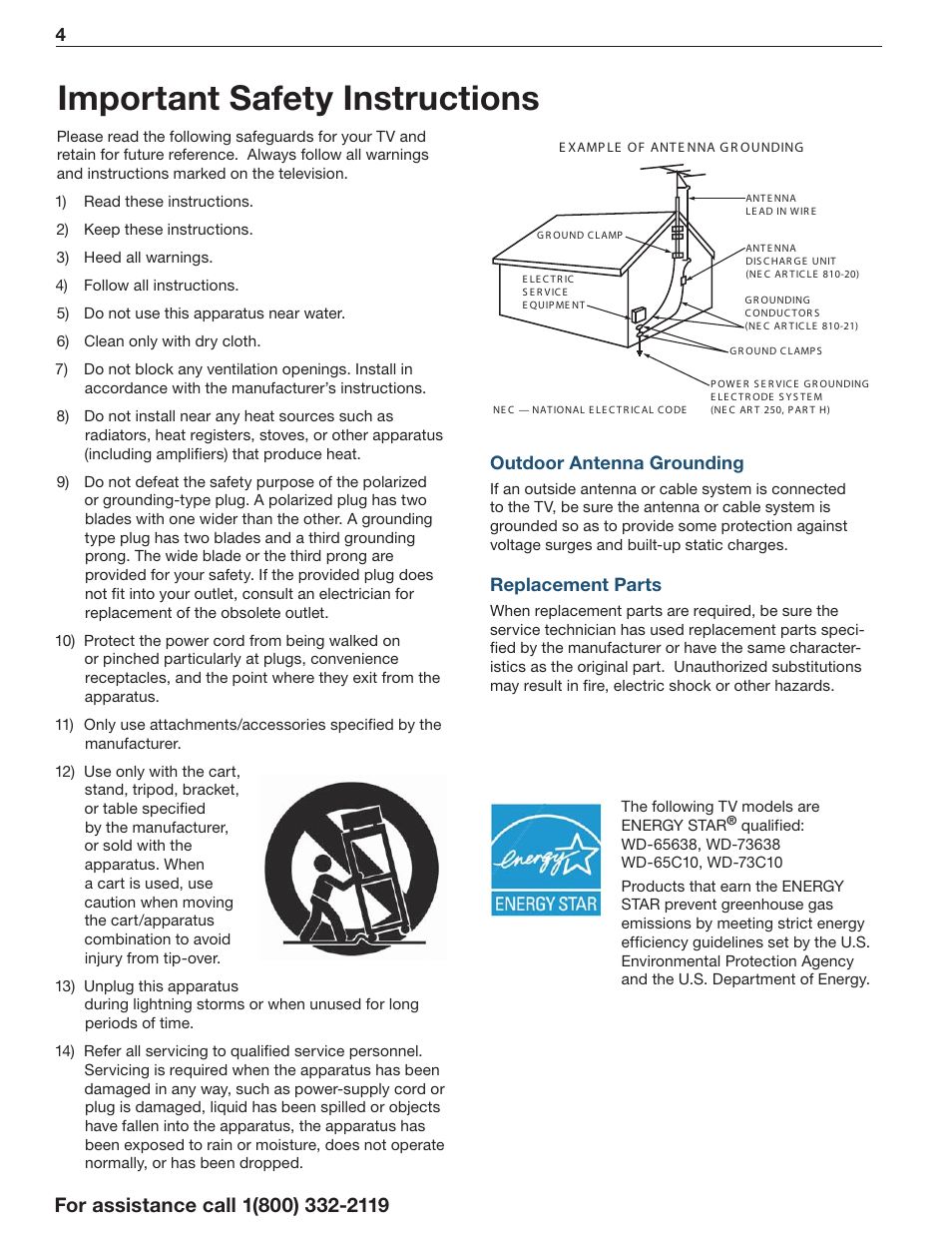 Important safety instructions | Mitsumi electronic C10 SERIES User Manual | Page 4 / 40