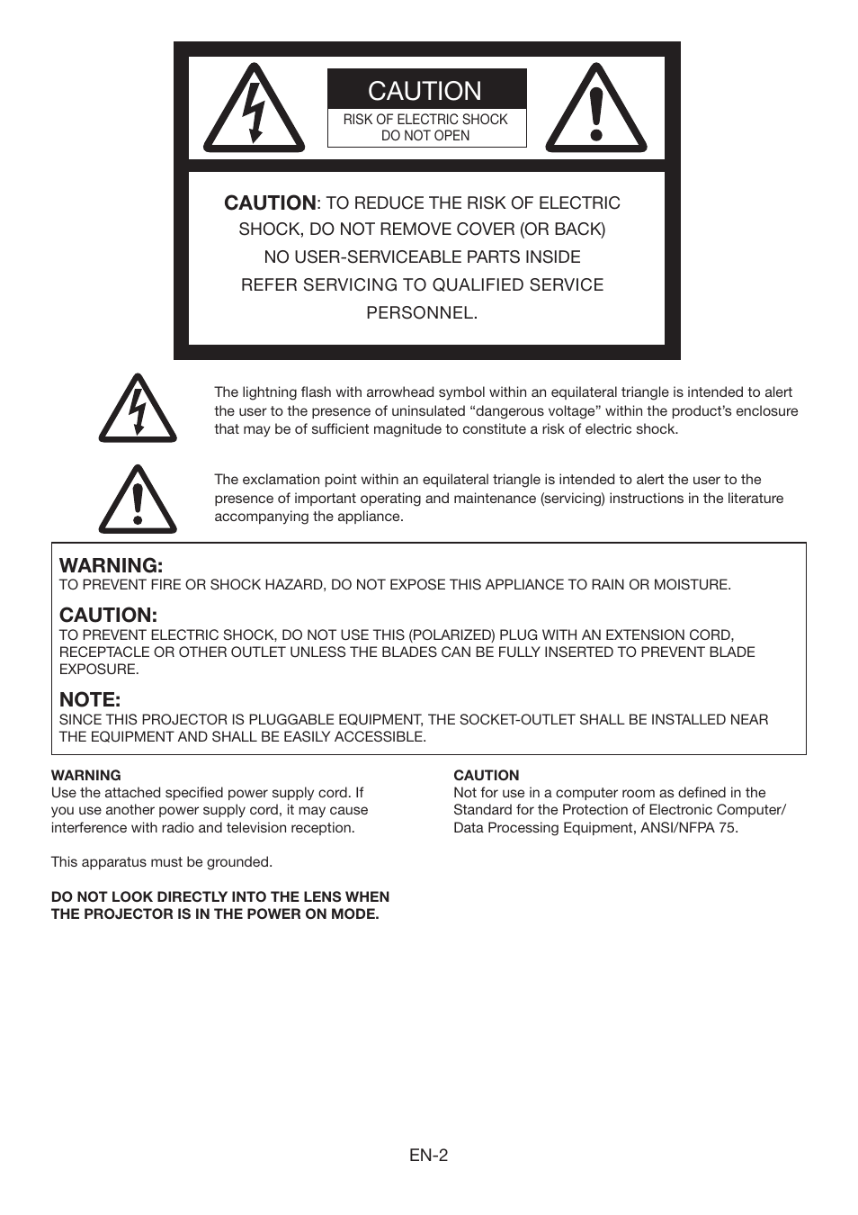 Caution, Warning | Mitsumi electronic XD3500U User Manual | Page 2 / 53