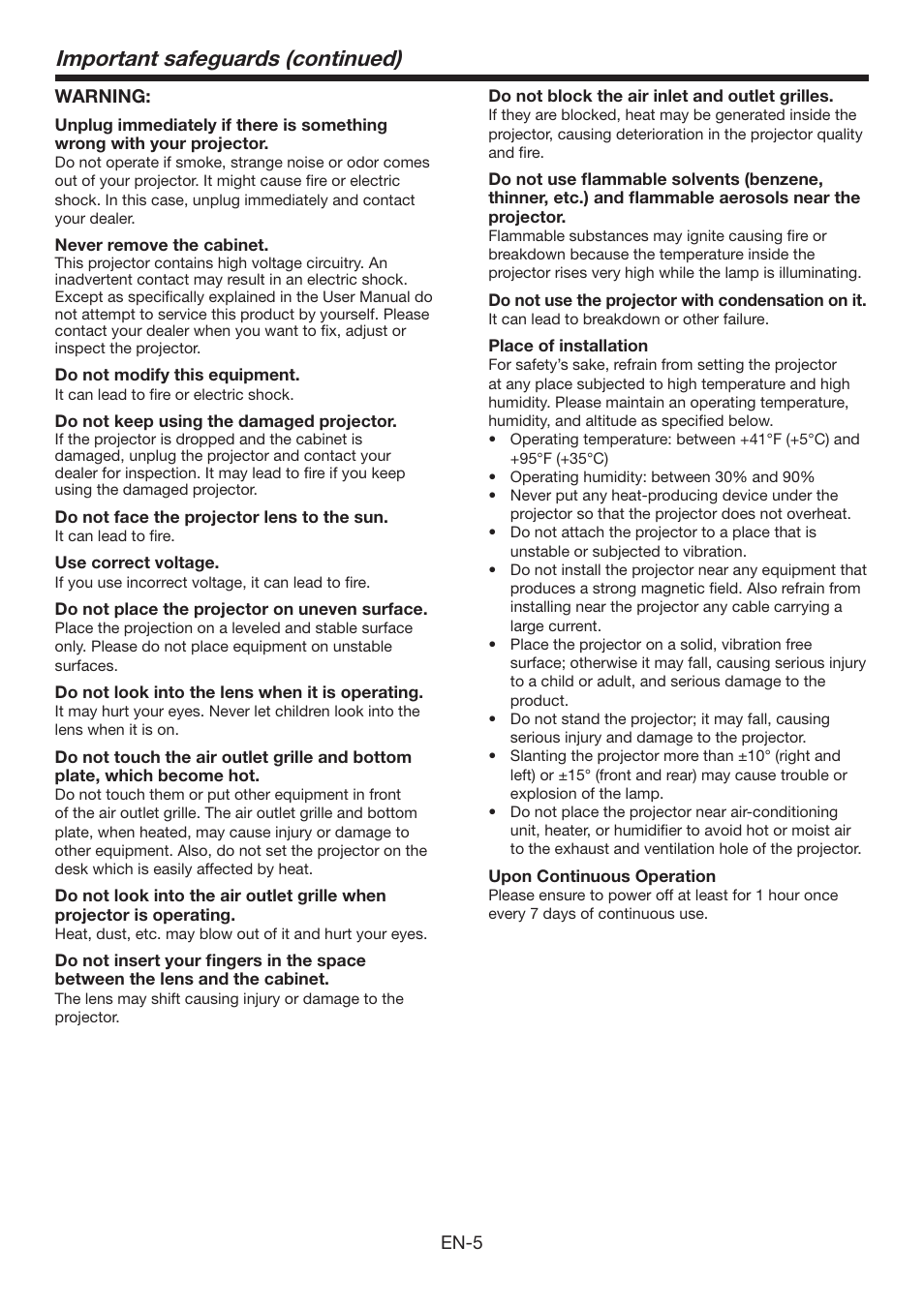 Important safeguards (continued) | Mitsumi electronic XD3500U User Manual | Page 5 / 53