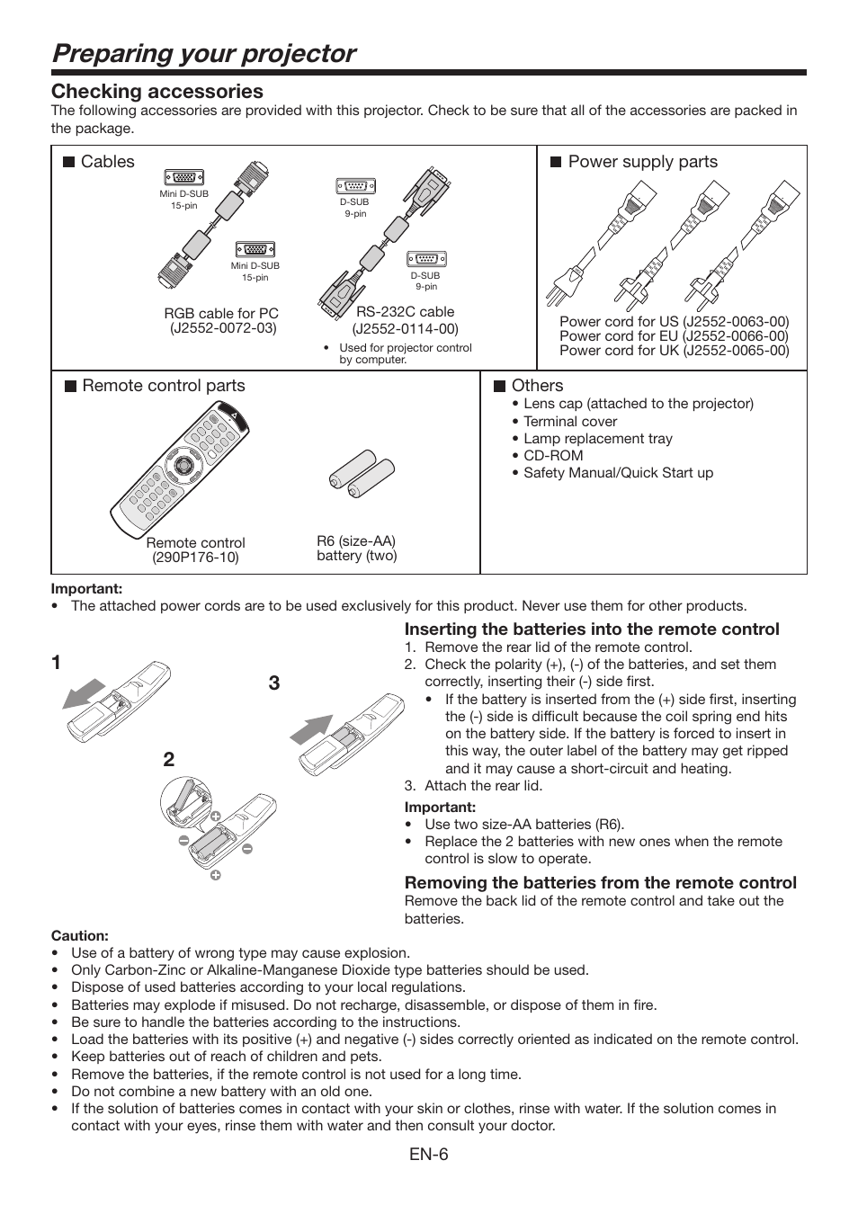 Preparing your projector, 12 3 checking accessories | Mitsumi electronic XD3500U User Manual | Page 6 / 53