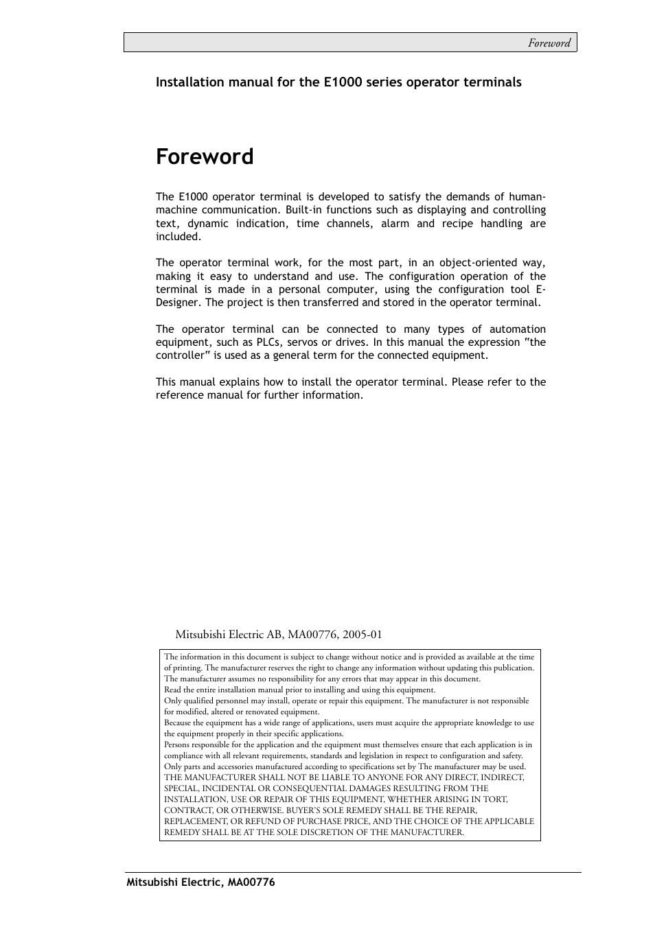 Foreword | Mitsumi electronic Mac E1070 User Manual | Page 3 / 24